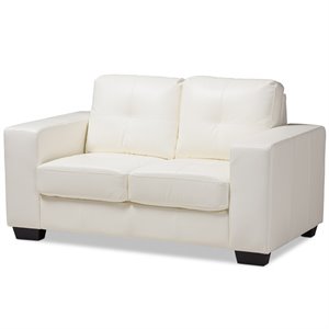baxton studio adalynn faux leather upholstered loveseat in white