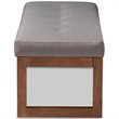 Baxton Studio Caramay Tufted Bench in Grey and Walnut Brown