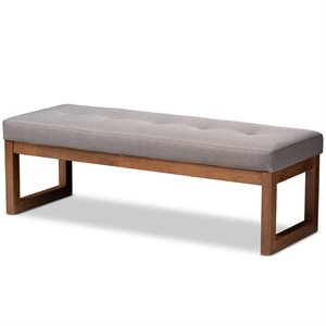 baxton studio caramay tufted bench in grey and walnut brown