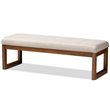 Baxton Studio Caramay Tufted Bench in Light Beige and Walnut Brown