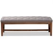 Baxton Studio Ainsley Tufted Bench in Grey and Walnut Brown