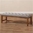 Baxton Studio Ainsley Tufted Bench in Grey and Walnut Brown
