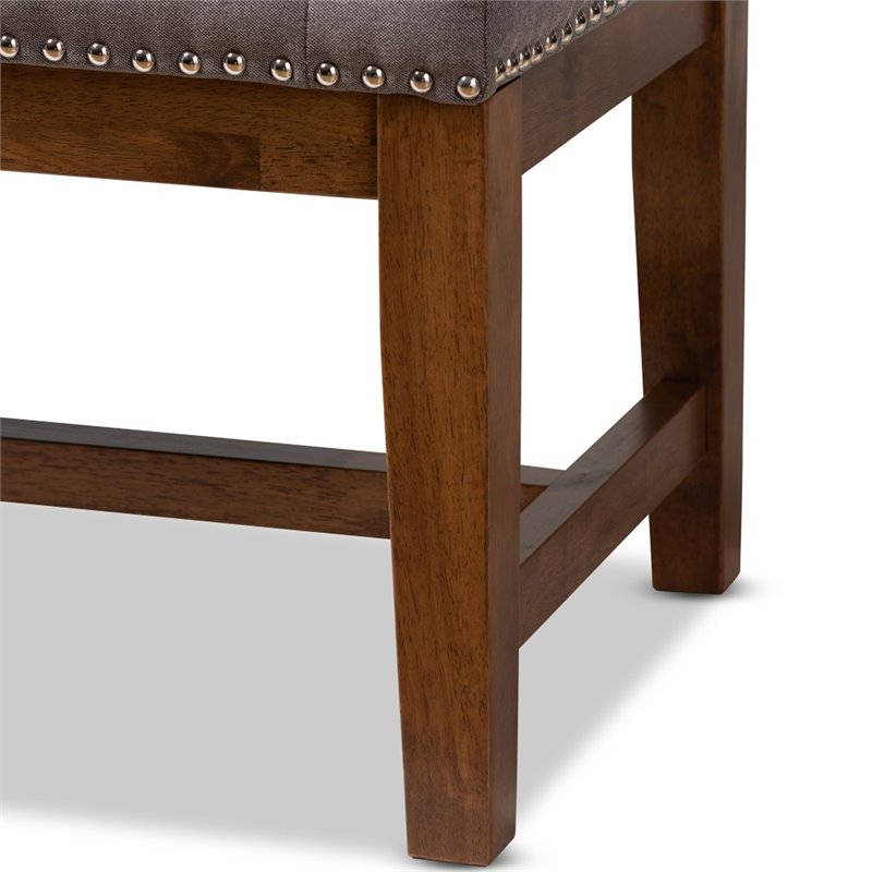 Baxton Studio Ainsley Tufted Bench in Grey and Walnut Brown