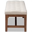 Baxton Studio Ainsley Tufted Bench in Light Beige and Walnut Brown