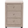 Baxton Studio Tessa 3 Drawer Fabric Upholstered Nightstand in Beige