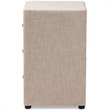 Baxton Studio Tessa 3 Drawer Fabric Upholstered Nightstand in Beige