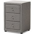 Baxton Studio Tessa 3 Drawer Fabric Upholstered Nightstand in Grey