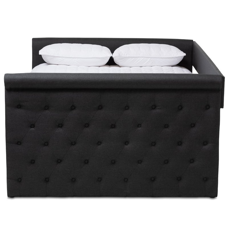Baxton Studio Amaya Tufted Queen Daybed in Dark Grey