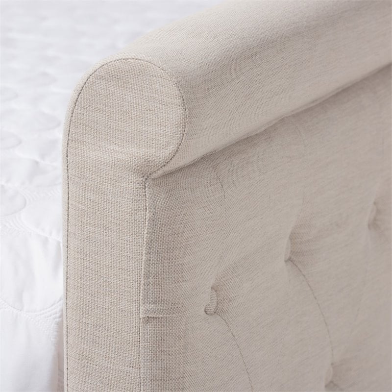 Baxton Studio Amaya Tufted Queen Daybed in Light Beige