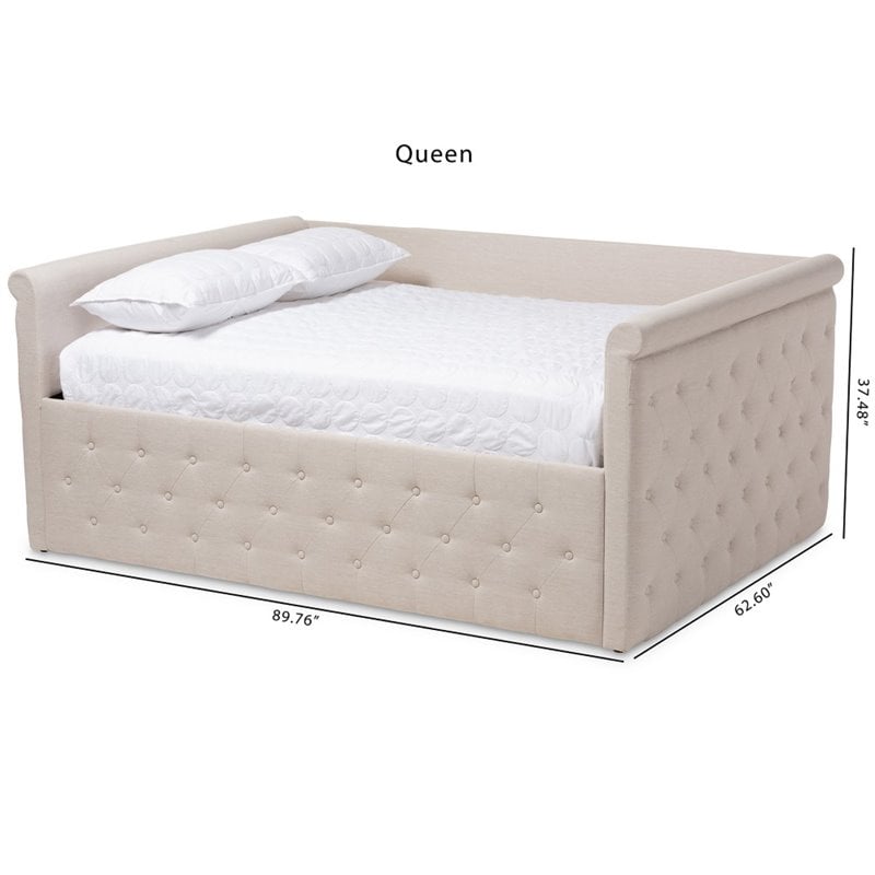 Baxton Studio Amaya Tufted Queen Daybed in Light Beige