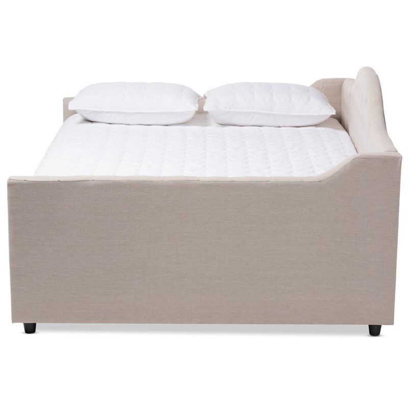 Baxton Studio Eliza Tufted Full Daybed in Light Beige Fabric