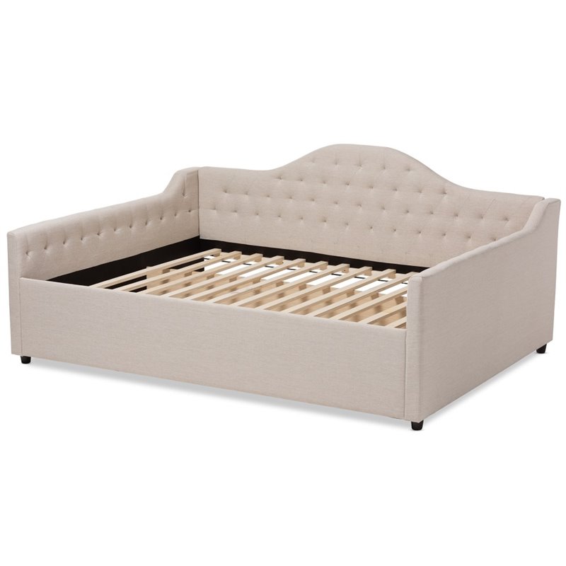 Baxton Studio Eliza Tufted Full Daybed in Light Beige Fabric
