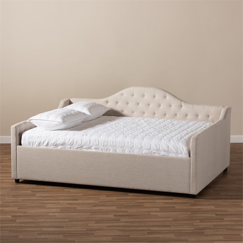 Baxton Studio Eliza Tufted Full Daybed in Light Beige Fabric
