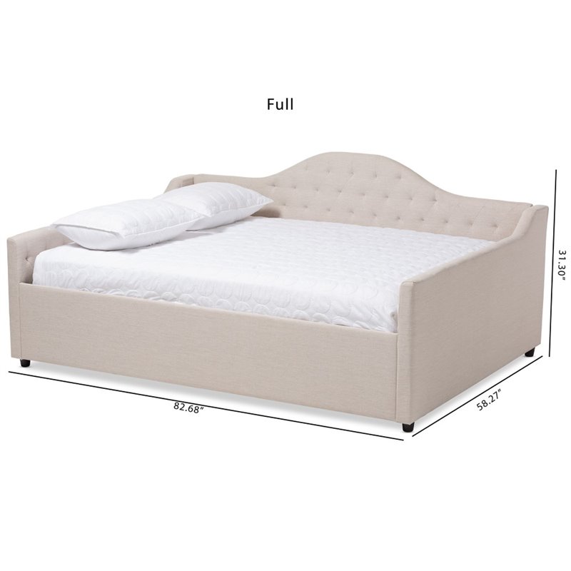 Baxton Studio Eliza Tufted Full Daybed in Light Beige Fabric