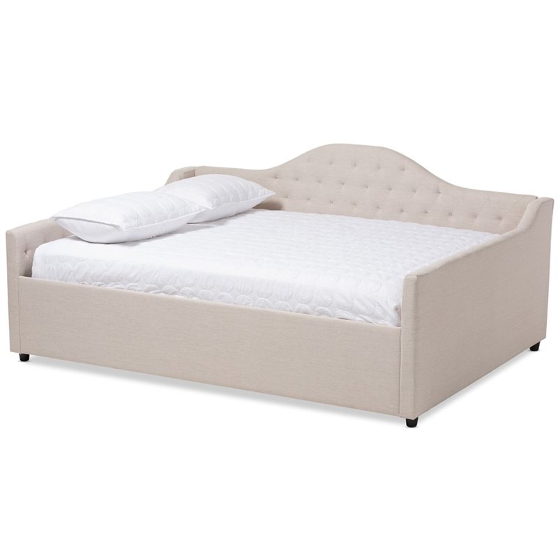 Baxton Studio Eliza Tufted Full Daybed in Light Beige Fabric