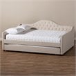 Baxton Studio Eliza Tufted Queen Daybed with Trundle in Light Beige