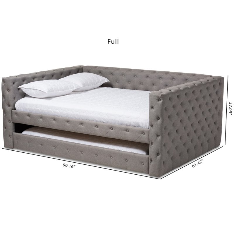 Baxton Studio Anabella Tufted Full Daybed with Trundle in Grey