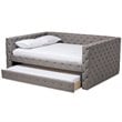 Baxton Studio Anabella Tufted Queen Daybed with Trundle in Grey