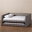 Baxton Studio Anabella Tufted Queen Daybed with Trundle in Grey