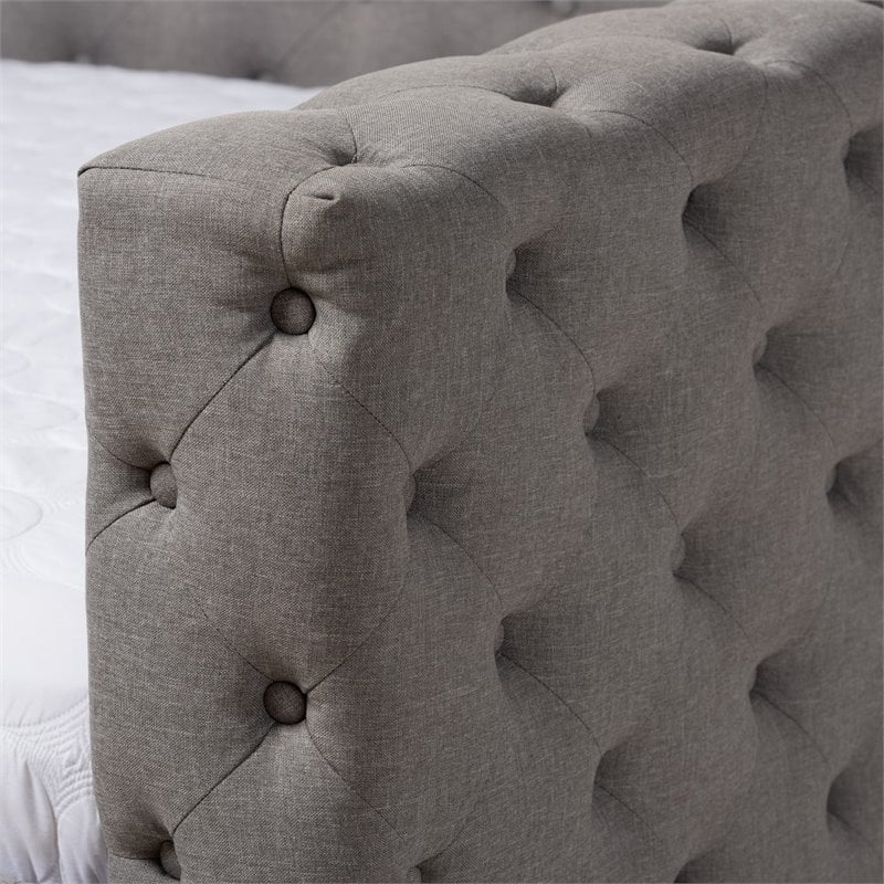 Baxton Studio Anabella Tufted Queen Daybed with Trundle in Grey