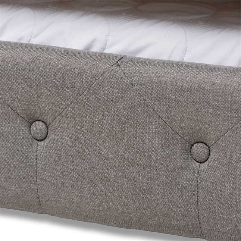 Baxton Studio Anabella Tufted Queen Daybed with Trundle in Grey