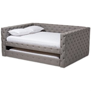 baxton studio anabella tufted queen daybed with trundle in grey