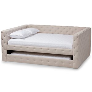 baxton studio anabella tufted full daybed with trundle in light beige