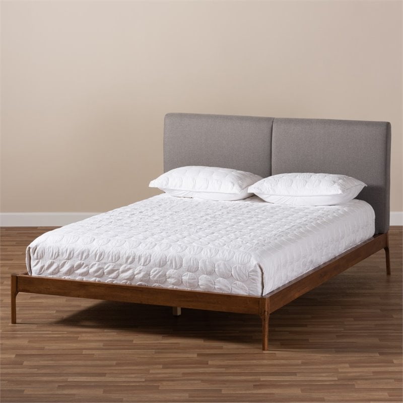 Baxton Studio Aveneil Modern Upholstered King Platform Bed in Grey