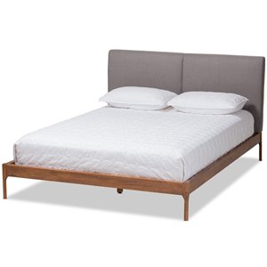 Baxton Studio Aveneil Modern Upholstered King Platform Bed in Grey