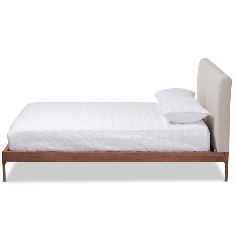 Baxton Studio Aveneil Modern Upholstered Full Platform Bed in Beige