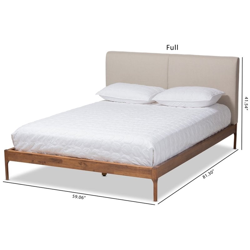 Baxton Studio Aveneil Modern Upholstered Full Platform Bed in Beige
