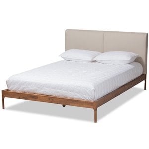 baxton studio aveneil modern upholstered full platform bed in beige