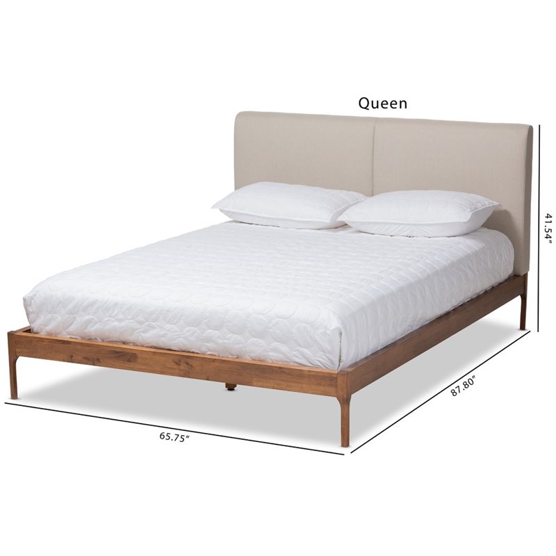 Baxton Studio Aveneil Modern Upholstered Queen Platform Bed in Beige