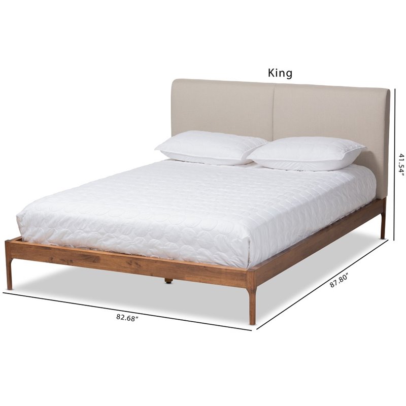 Baxton Studio Aveneil Modern Upholstered King Platform Bed in Beige