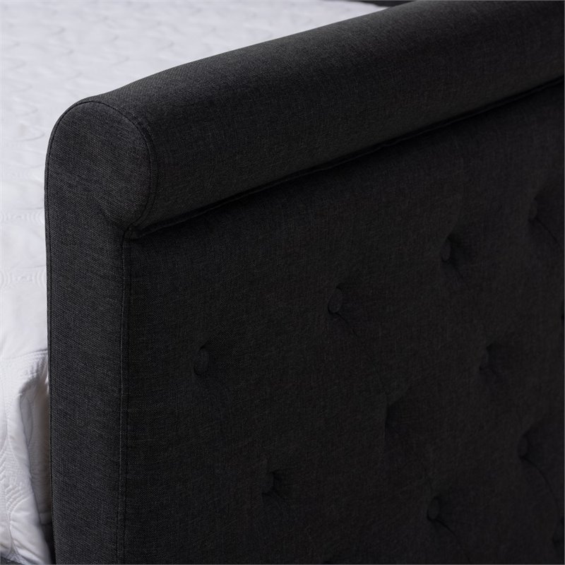 Baxton Studio Alena Tufted Full Daybed with Trundle in Dark Grey