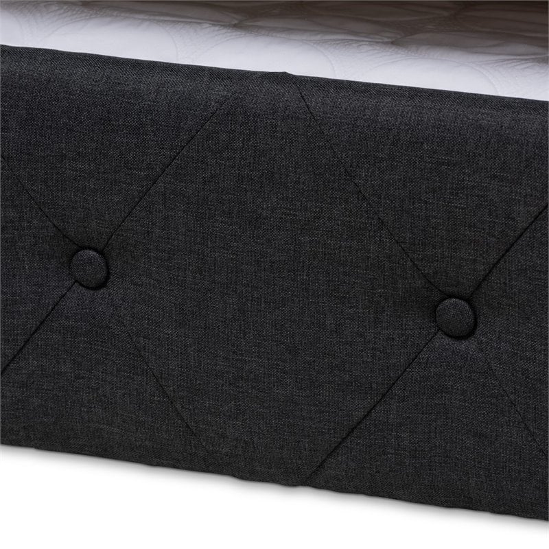 Baxton Studio Alena Tufted Full Daybed with Trundle in Dark Grey