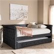 Baxton Studio Alena Tufted Queen Daybed with Trundle in Dark Grey