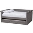Baxton Studio Alena Tufted Queen Daybed with Trundle in Grey