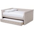 Baxton Studio Alena Tufted Queen Daybed with Trundle in Light Beige