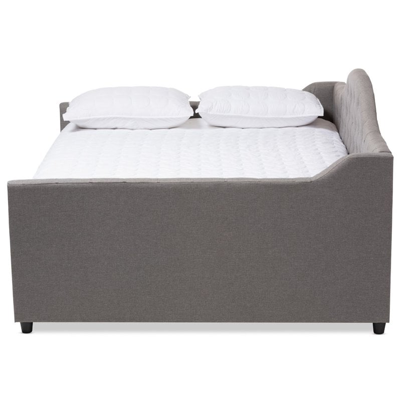 Baxton Studio Eliza Tufted Full Daybed with Trundle in Grey