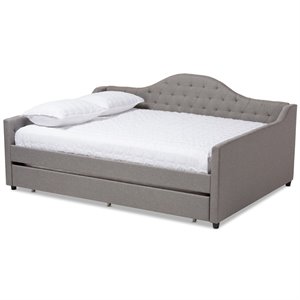baxton studio eliza tufted queen daybed with trundle in grey