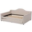 Baxton Studio Eliza Tufted Full Daybed with Trundle in Light Beige