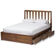 Baxton Studio Raurey King Spindle Storage Platform Bed in Walnut