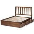 Baxton Studio Raurey King Spindle Storage Platform Bed in Walnut