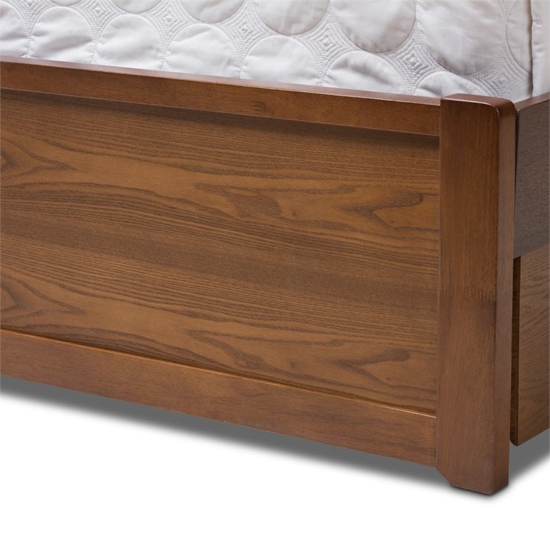 Baxton Studio Raurey King Spindle Storage Platform Bed in Walnut