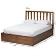 Baxton Studio Raurey King Spindle Storage Platform Bed in Walnut