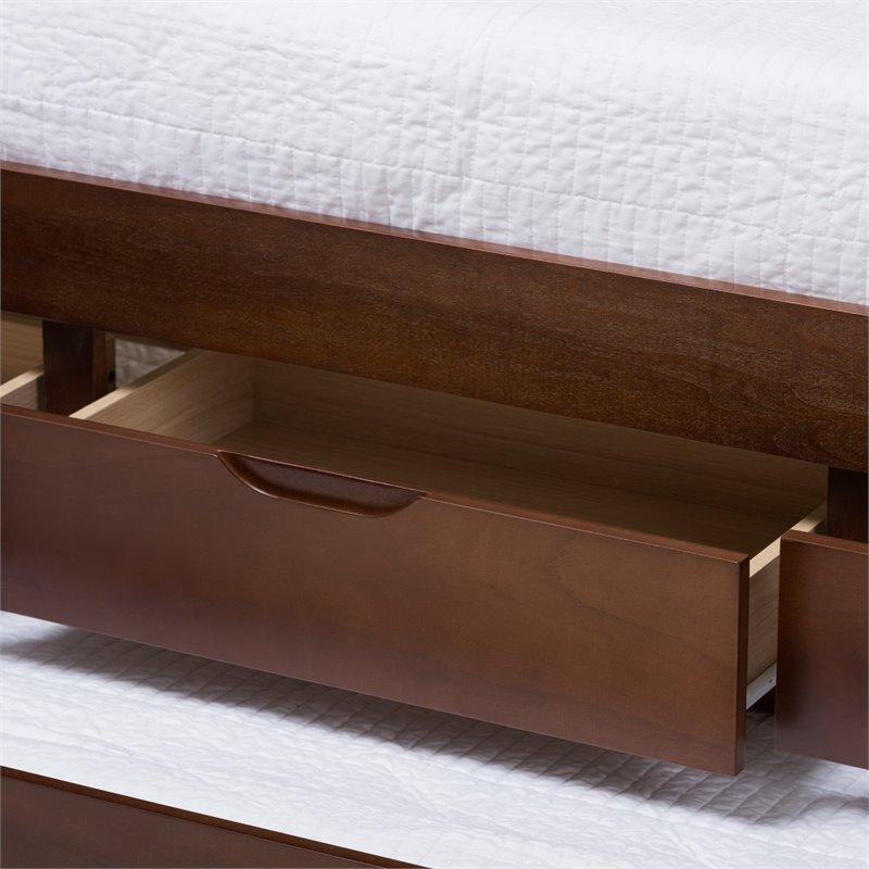 Baxton Studio Linna Storage Daybed with Trundle in Walnut Brown