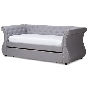 baxton studio cherine classic tufted daybed with trundle in grey
