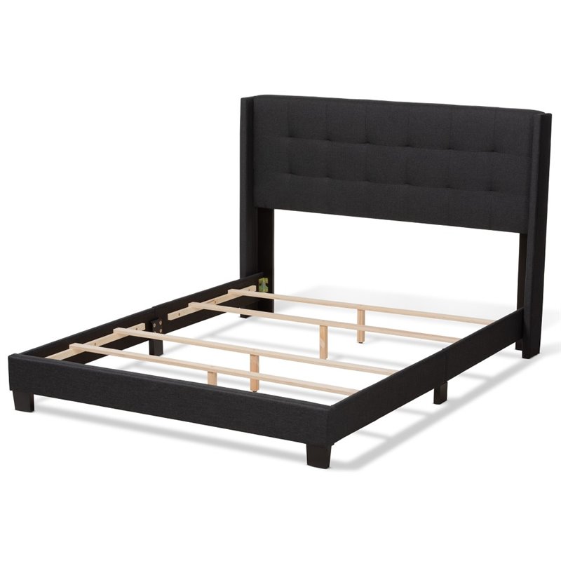 Baxton Studio Lisette Fabric Tufted Queen Bed in Grey