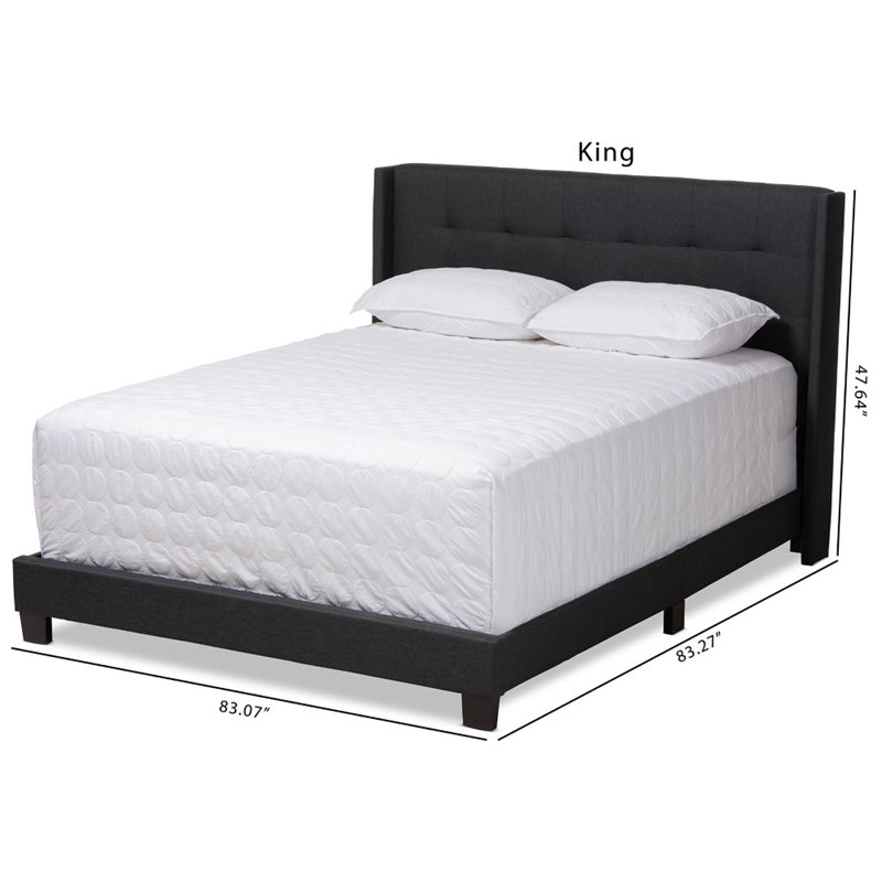 Baxton Studio Lisette Fabric Tufted King Bed in Grey